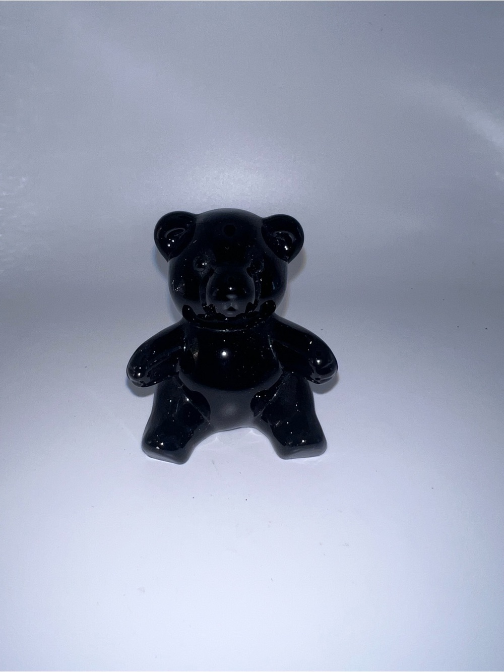 Vintage Oneida Lead Crystal Black Teddy Bear figurine and paperweight